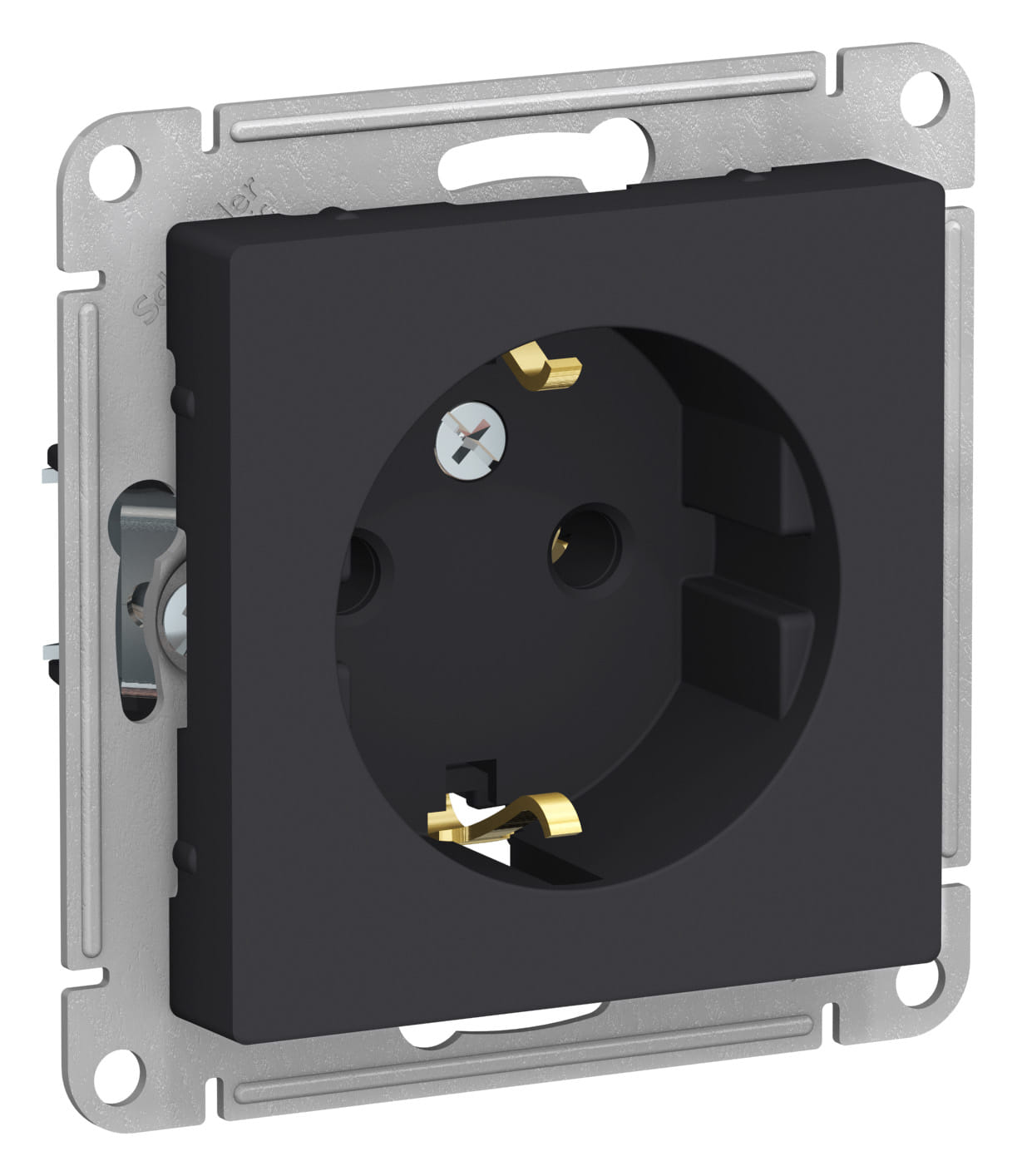 Розетка AtlasDesign с заземлением, 16А, механизм Карбон Schneider Electric ATN001043