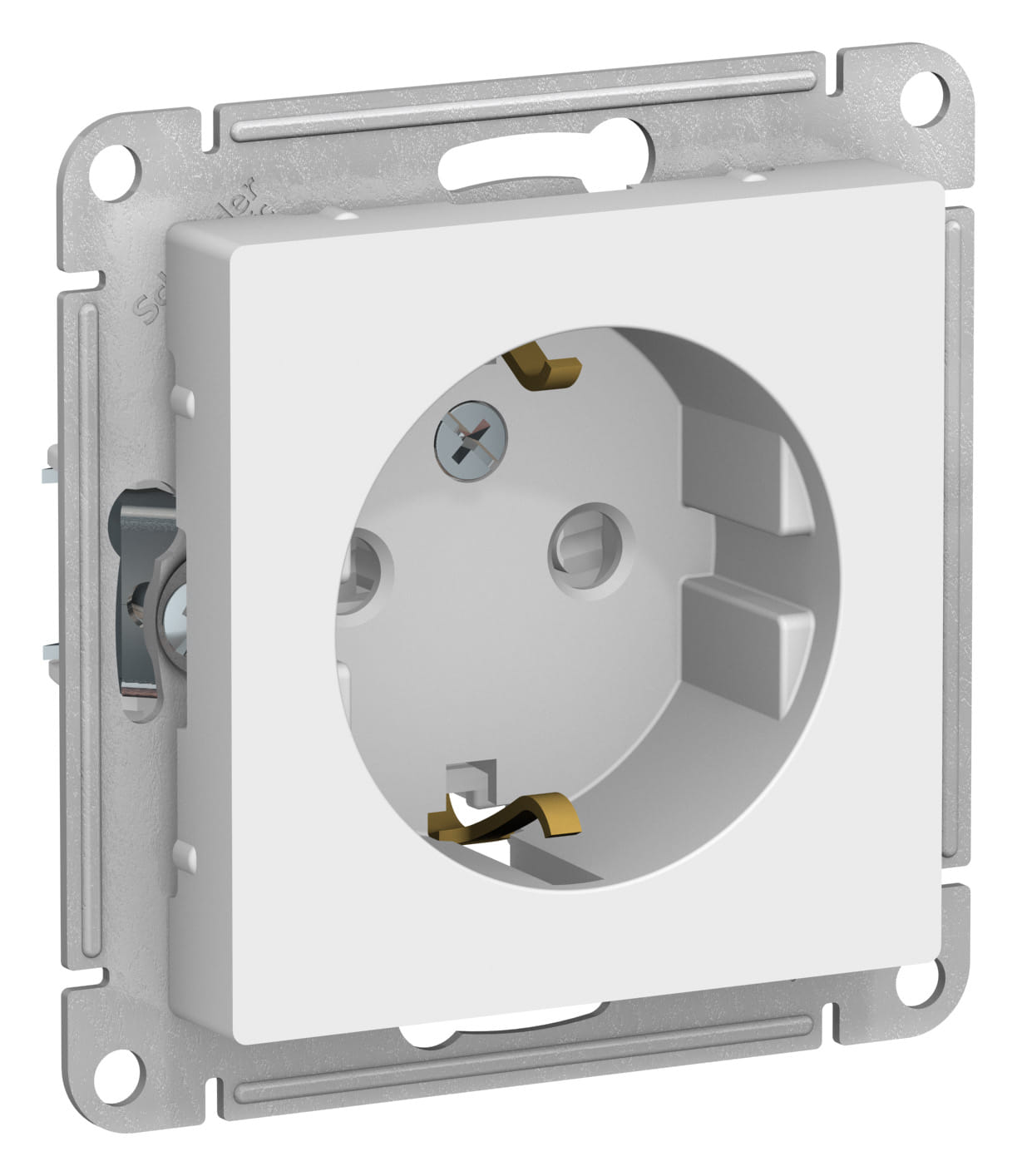 Розетка AtlasDesign с заземлением, со шторками, 16А, механизм Белый Schneider Electric ATN000145