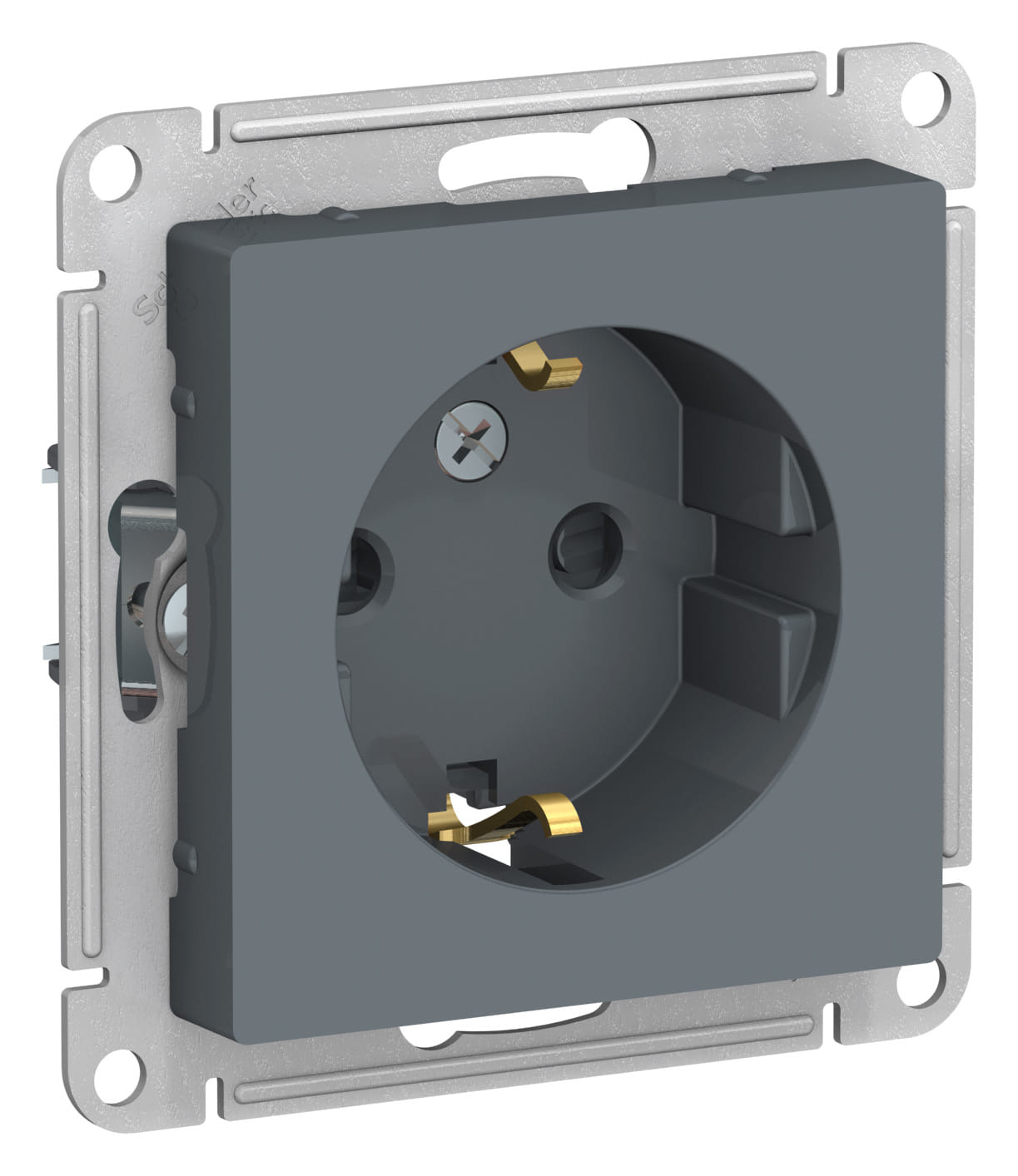 Розетка AtlasDesign с заземлением, со шторками, 16А, механизм Грифель Schneider Electric ATN000745