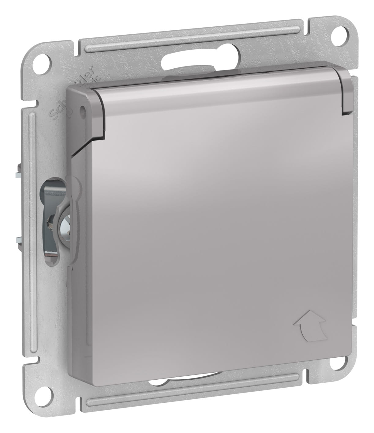 Розетка AtlasDesign с заземлением, со шторками, с крышкой, 16А, механизм Алюминий Schneider Electric ATN000346