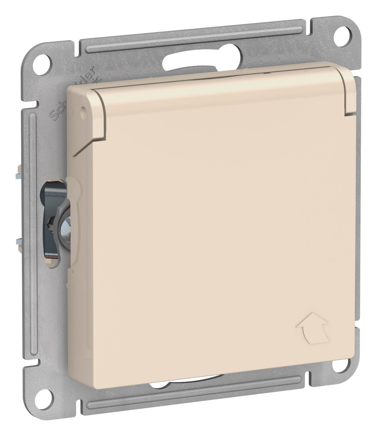 Розетка AtlasDesign с заземлением, со шторками, с крышкой, 16А, механизм Бежевый Schneider Electric ATN000246