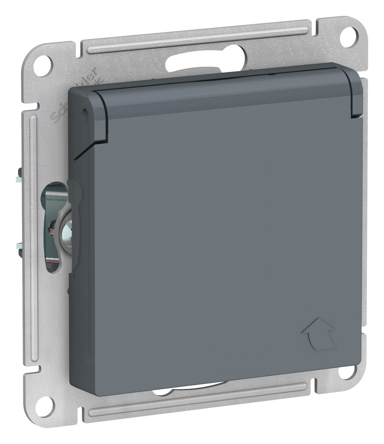 Розетка AtlasDesign с заземлением, со шторками, с крышкой, 16А, механизм Грифель Schneider Electric ATN000746