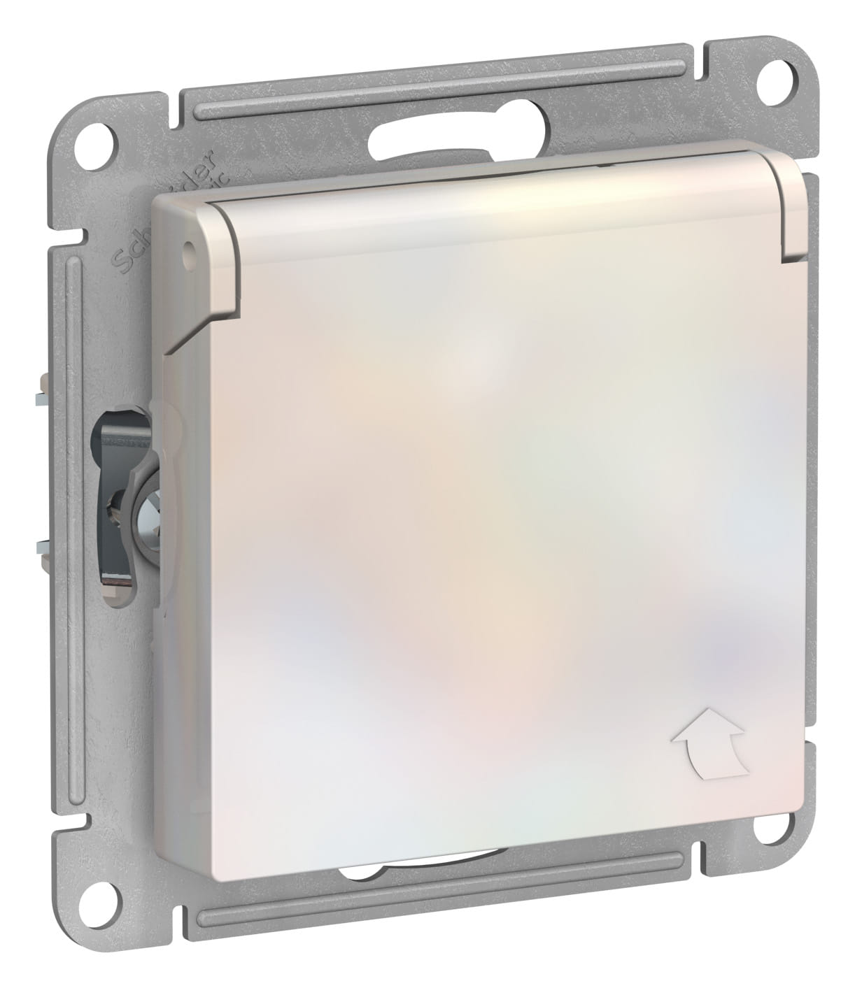 Розетка AtlasDesign с заземлением, со шторками, с крышкой, 16А, механизм Жемчуг Schneider Electric ATN000446