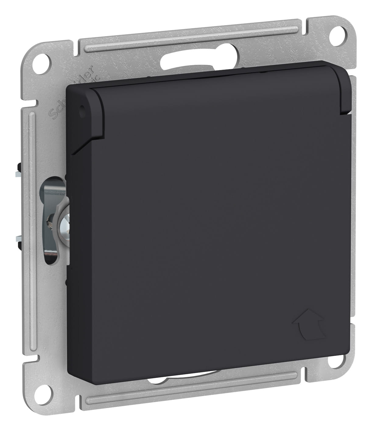 Розетка AtlasDesign с заземлением, со шторками, с крышкой, 16А, механизм Карбон Schneider Electric ATN001046