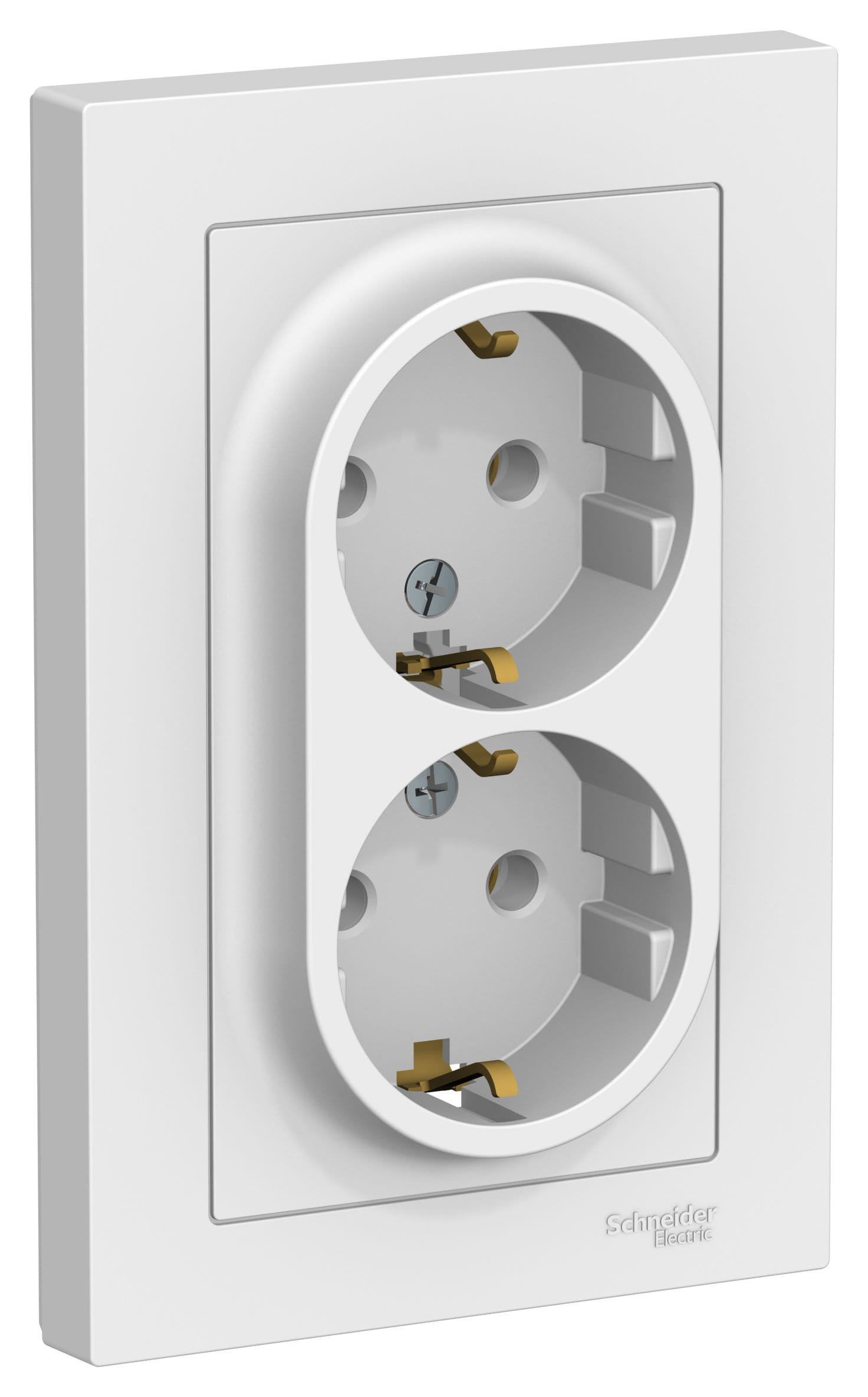 Розетка двойная AtlasDesign с заземлением, 16А, в сборе, Белый Schneider Electric ATN000124