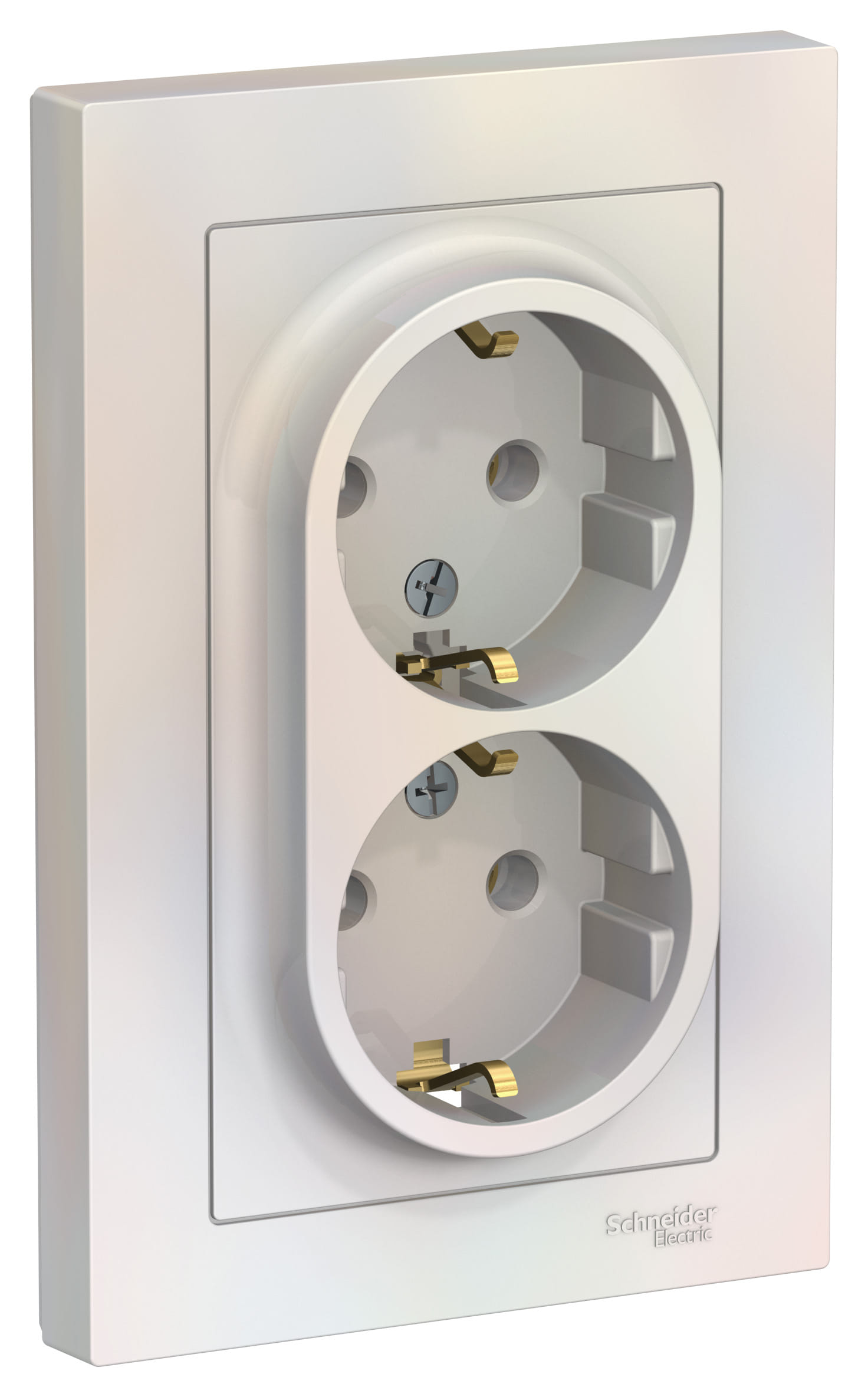 Розетка двойная AtlasDesign с заземлением, 16А, в сборе, Жемчуг Schneider Electric ATN000424