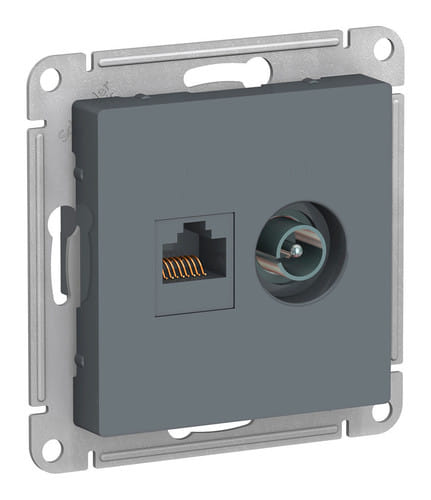 Розетка AtlasDesign двойная TV+RJ45 механизм Грифель Schneider Electric ATN000789