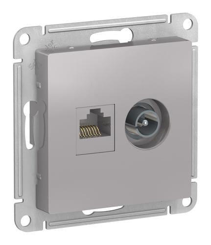 Розетка AtlasDesign двойная TV+RJ45 механизм Алюминий Schneider Electric ATN000389