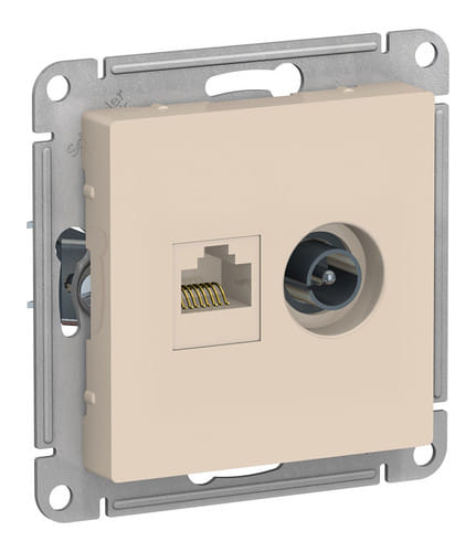 Розетка AtlasDesign двойная TV+RJ45 механизм Бежевый Schneider Electric ATN000289
