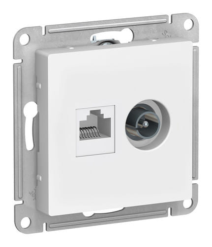 Розетка AtlasDesign двойная TV+RJ45 механизм Белый Schneider Electric ATN000189