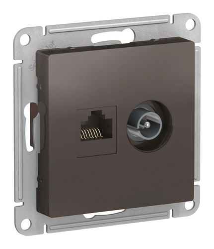 Розетка AtlasDesign двойная TV+RJ45 механизм Мокко Schneider Electric ATN000689