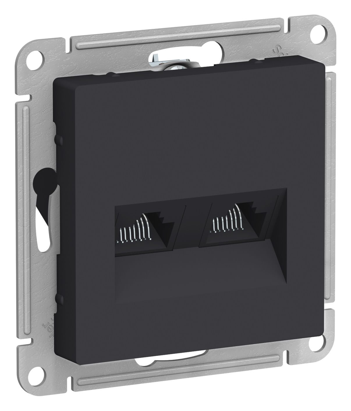 Розетка AtlasDesign двойная RJ45+RJ45, механизм Карбон Schneider Electric ATN001085