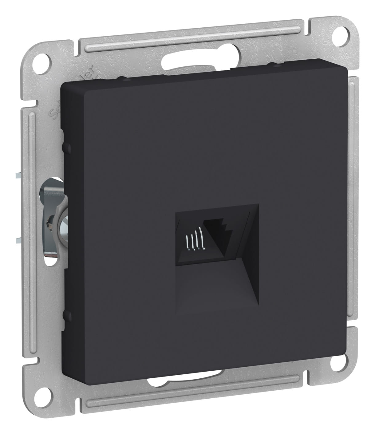 Розетка AtlasDesign телефонная RJ11, механизм Карбон Schneider Electric ATN001081