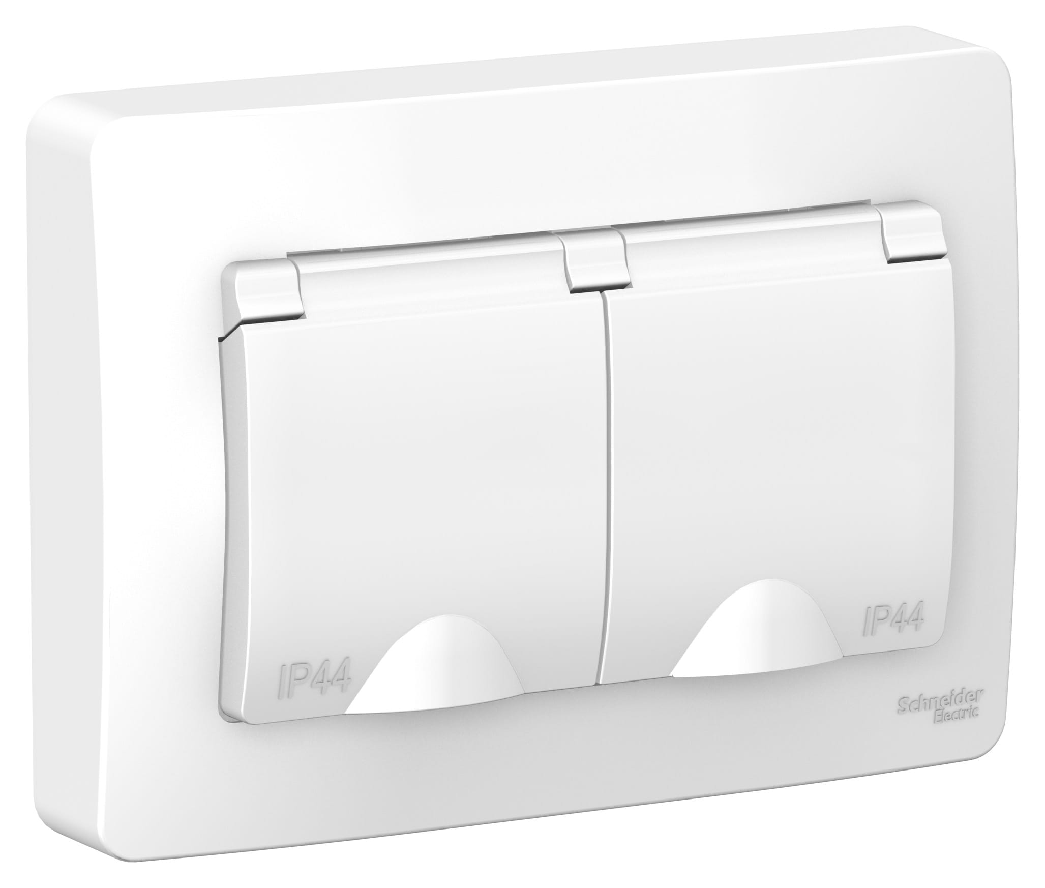Розетка двойная Blanca с крышками, с заземлением, IP44, со штороками, 16А, в сборе Белый Schneider Electric BLNRS441121