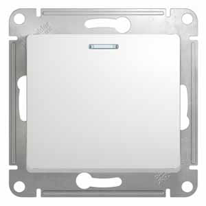 Выключатель Glossa с подсветкой 1-клавишный, 10А, механизм Белый Schneider Electric GSL000113