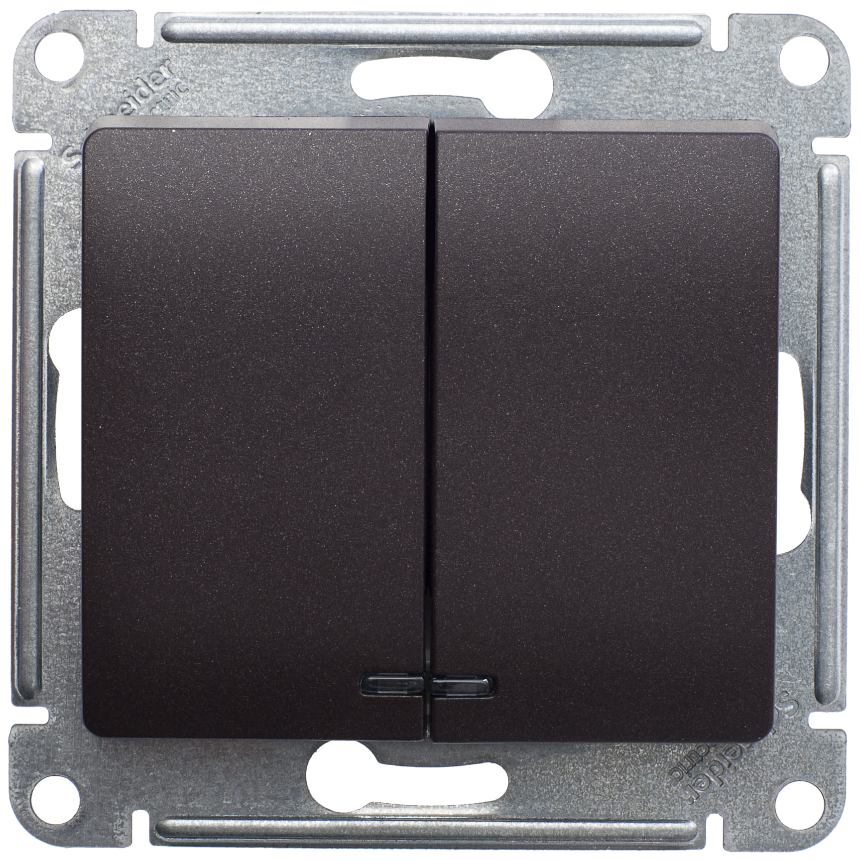 Выключатель Glossa с подсветкой 2-клавишный, 10А, механизм Шоколад Schneider Electric GSL000853