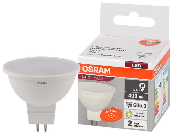 Лампа ЛЕД MR16/GU5.3 5W LVMR1635 5SW/830 OSRAM 582330