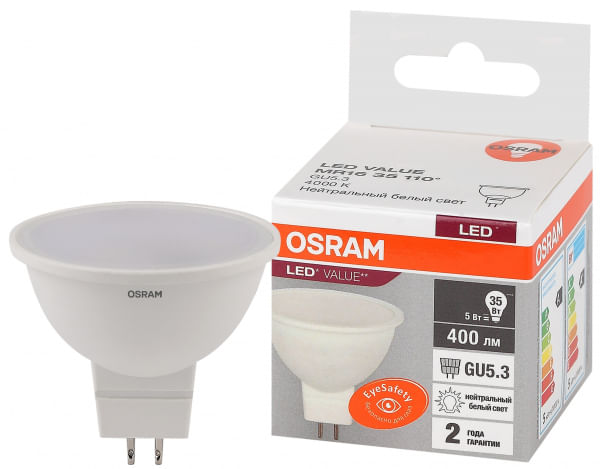 Лампа ЛЕД MR16/GU5.3 5W LVMR1635 5SW/840 OSRAM 582422