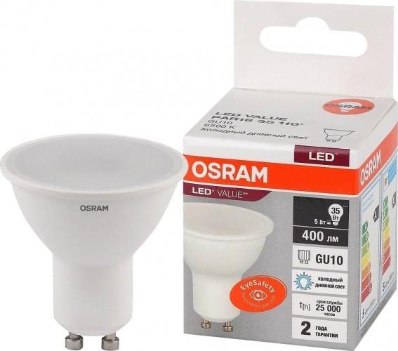 Лампа ЛЕД PAR16/GU10 5W LVPAR1635 5SW/865 OSRAM 581395
