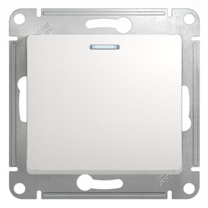 Переключатель Glossa с подсветкой 1-клавишный, 10А, механизм Белый Schneider Electric GSL000163