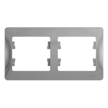 Рамка Glossa 2-постовая горизонтальная Алюминий Schneider Electric GSL000302