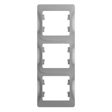 Рамка Glossa 3-постовая вертикальная Алюминй Schneider Electric GSL000307