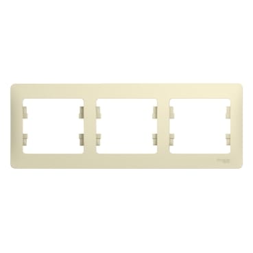 Рамка Glossa 3-постовая горизонтальная Бежевый Schneider Electric GSL000203