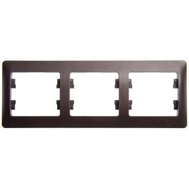 Рамка Glossa 3-постовая горизонтальная Шоколад Schneider Electric GSL000803