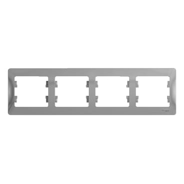 Рамка Glossa 4-постовая горизонтальная Алюминий Schneider Electric GSL000304