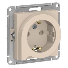 Розетка AtlasDesign с заземлением, со шторками, с выталк., 16А, механизм Бежевый Schneider Electric ATN000247