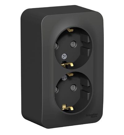 Розетка Blanca с заземлением, со штороками, 16А, Антрацит Schneider Electric BLNRA011216
