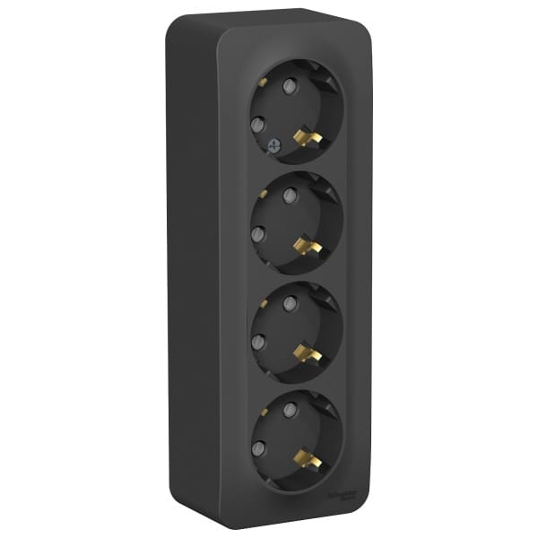 Розетка Blanca с заземлением, со штороками, 16А, Антрацит Schneider Electric BLNRA011416