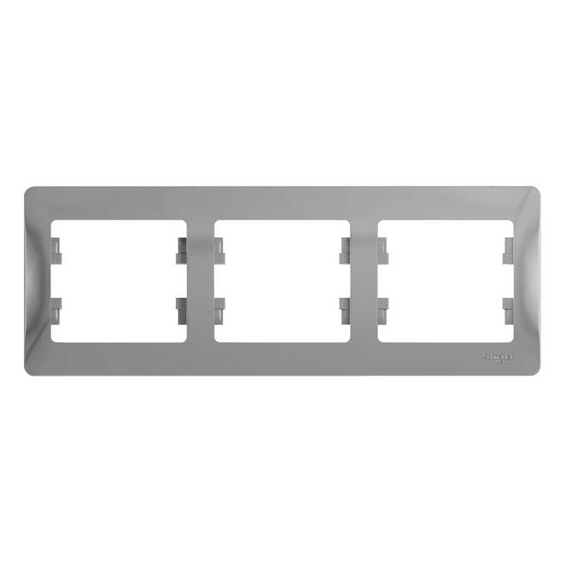 Рамка Glossa 3-постовая горизонтальная Алюминий Schneider Electric GSL000303
