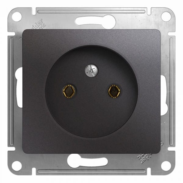 Розетка Glossa без заземления, без шторок, механизм Графит Schneider Electric GSL001341