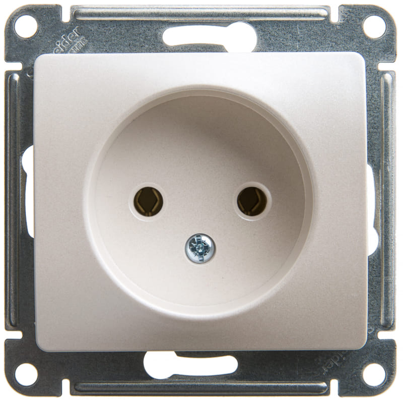 Розетка Glossa без заземления, без шторок, механизм Перламутр Schneider Electric GSL000641