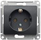 Розетка Glossa с заземлением, механизм Антрацит Schneider Electric GSL000743
