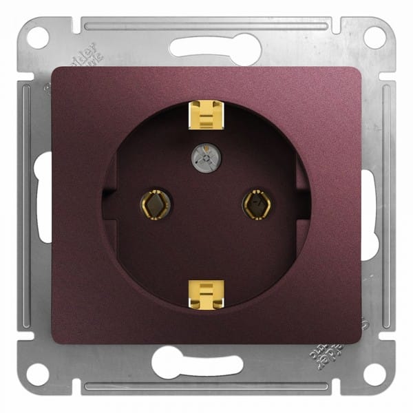 Розетка Glossa с заземлением, механизм Баклажан Schneider Electric GSL001143
