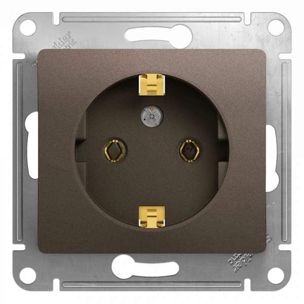 Розетка Glossa с заземлением, механизм Шоколад Schneider Electric GSL000843