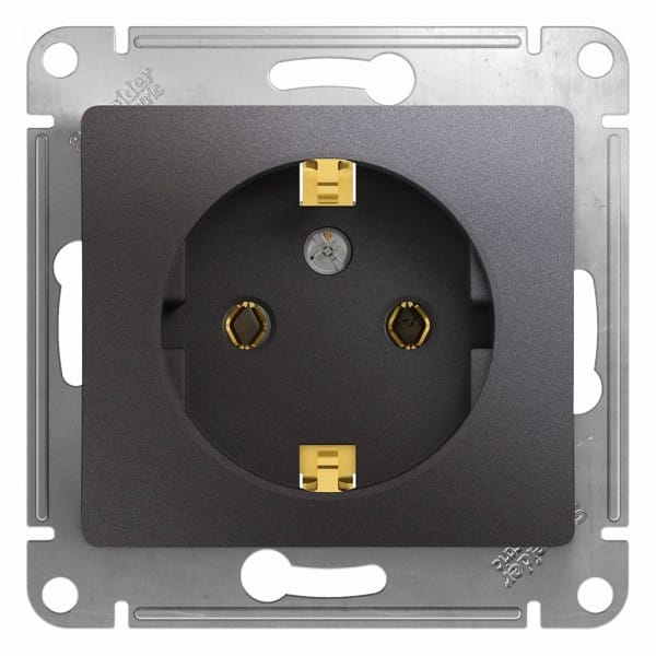 Розетка Glossa с заземлением, механизм Графит Schneider Electric GSL001343