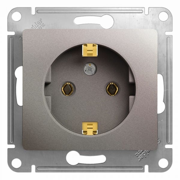 Розетка Glossa с заземлением, механизм Платина Schneider Electric GSL001243