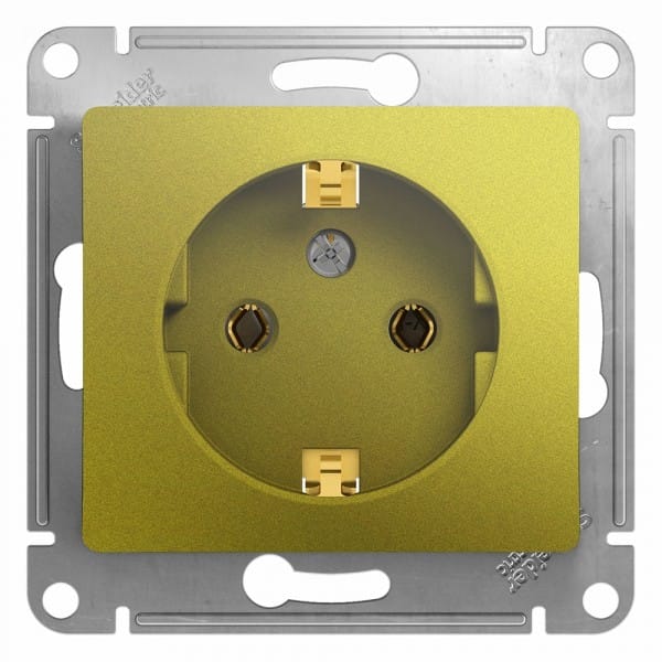 Розетка Glossa с заземлением, механизм Фисташковый Schneider Electric GSL001043