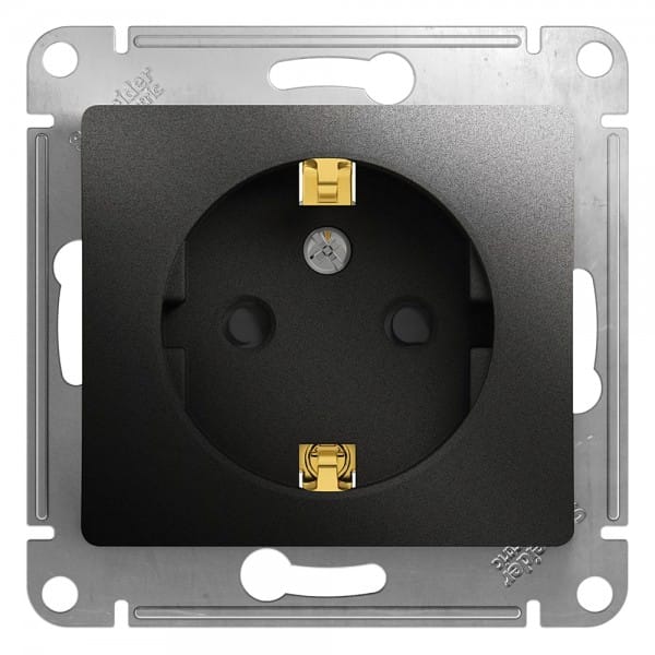 Розетка Glossa с заземлением, со шторками, механизм Антрацит Schneider Electric GSL000745