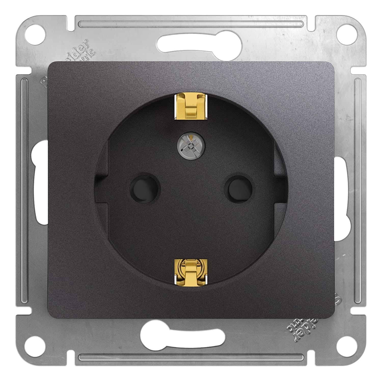 Розетка Glossa с заземлением, со шторками, механизм Графит Schneider Electric GSL001345