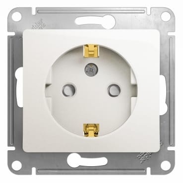 Розетка Glossa с заземлением, со шторками, механизм Перламутр Schneider Electric GSL000645
