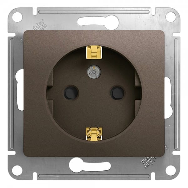 Розетка Glossa с заземлением, со шторками, механизм Шоколад Schneider Electric GSL000845