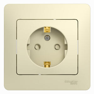 Розетка Glossa с заземлением, со шторками, в сборе Бежевый Schneider Electric GSL000244