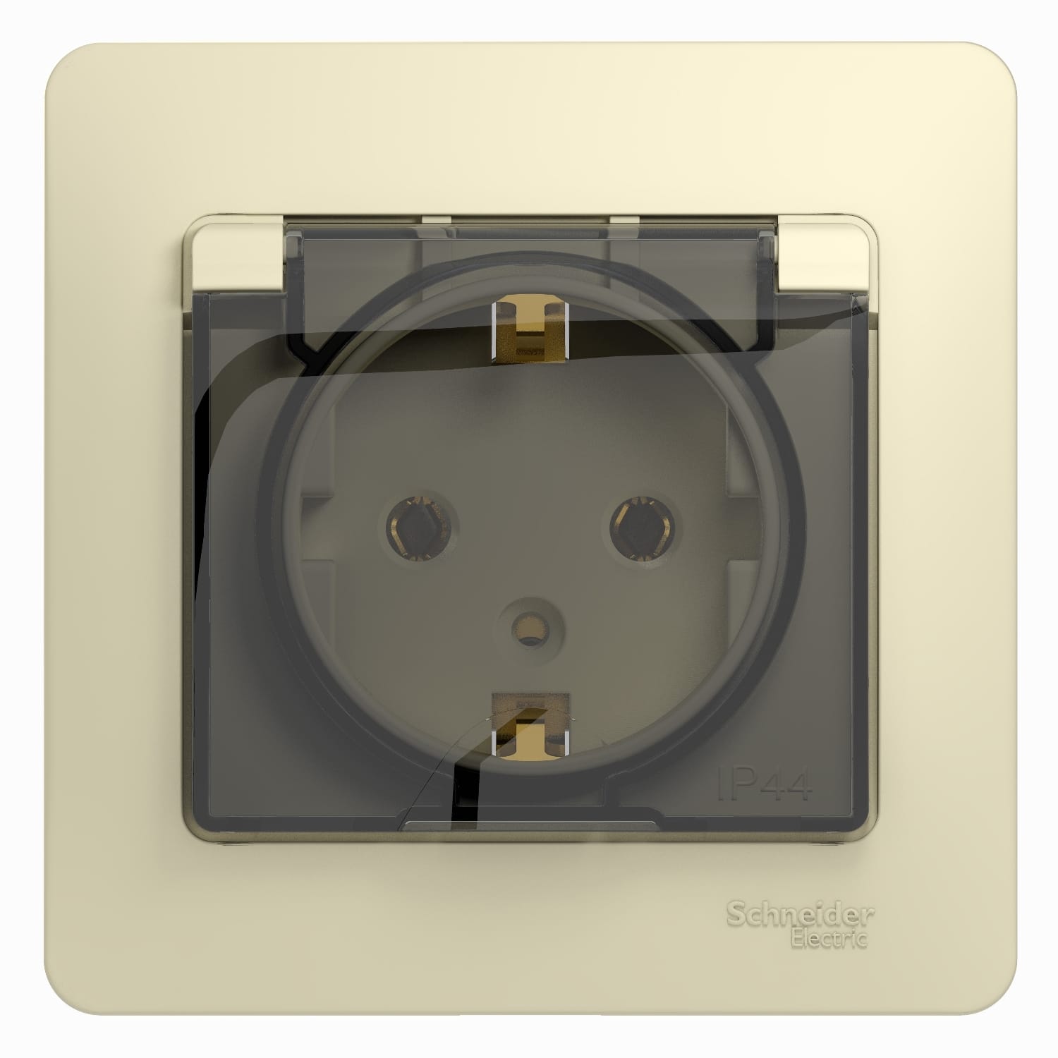 Розетка Glossa с заземлением, со шторками, с крышкой, в сборе Бежевый Schneider Electric GSL000246