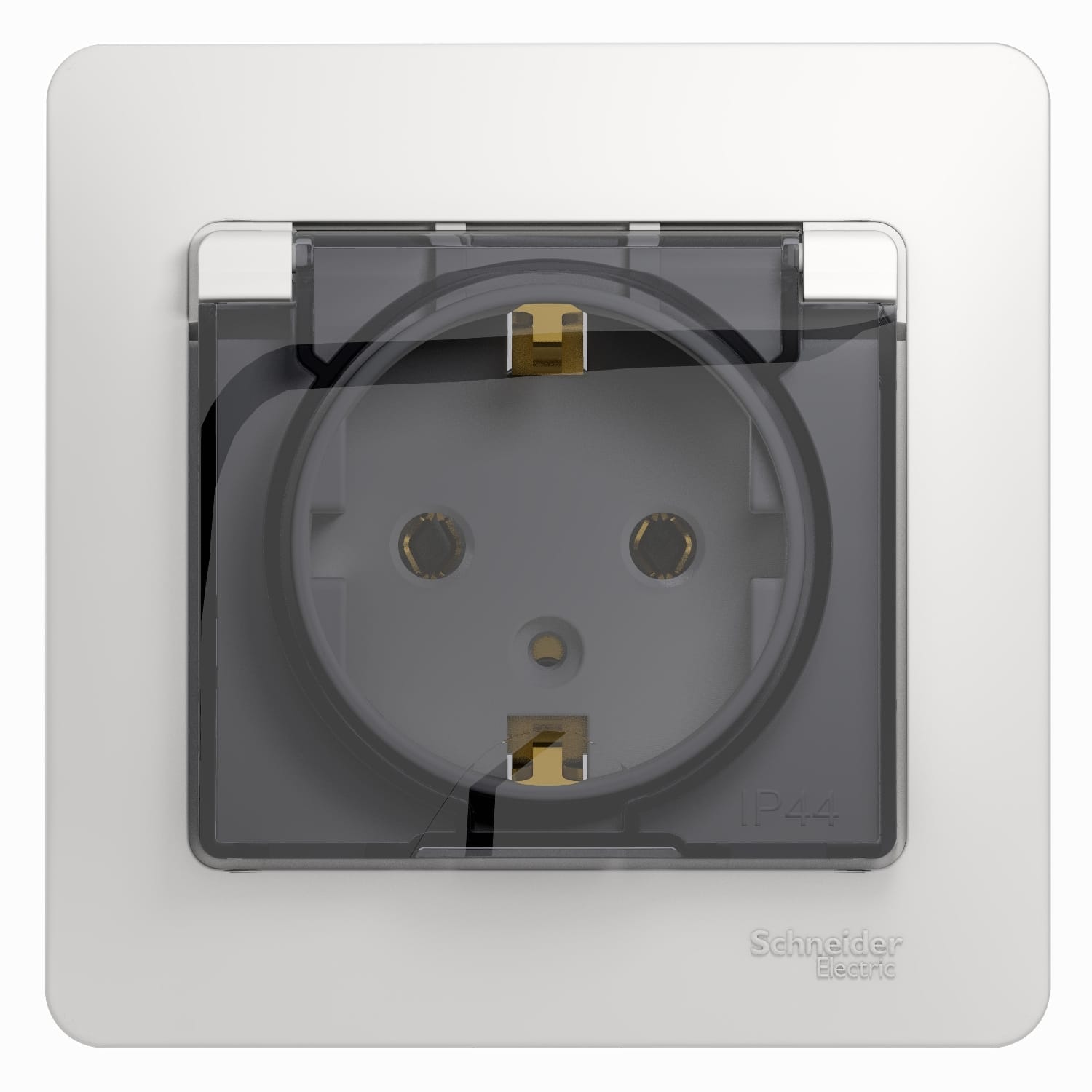 Розетка Glossa с заземлением, со шторками, с крышкой, в сборе Белый Schneider Electric GSL000146