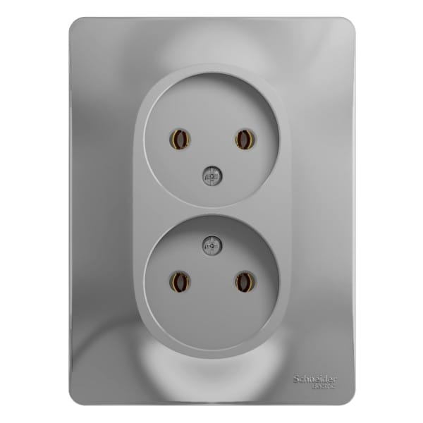 Розетка двойная Glossa без заземления Алюминий Schneider Electric GSL000320