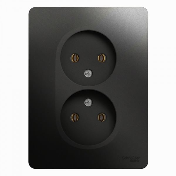 Розетка двойная Glossa без заземления Антрацит Schneider Electric GSL000720